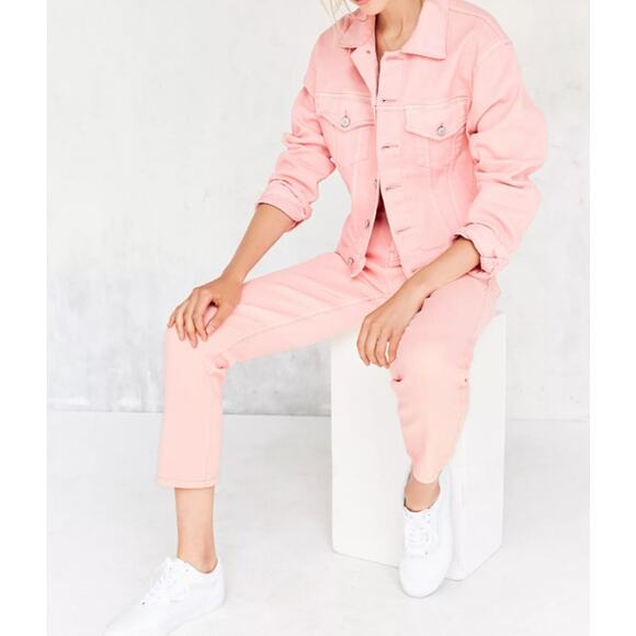 Urban Outfitters BDG Girlfriend Monochrome High Rise Jean in Pink - Picture 1 of 11